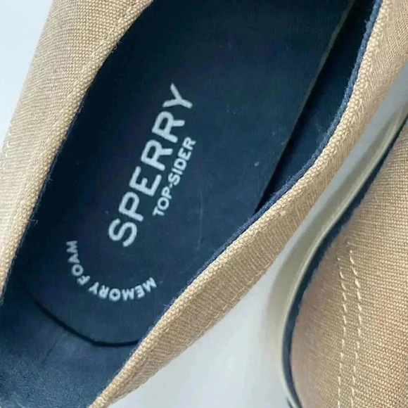Sperry Top Sider Shoes Womens Brown Canvas Sz 8.5 Casual Boat Flats Memory Foam - Picture 3 of 5